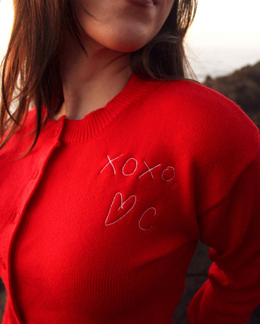 Custom Embroidered Handwritten Note Cardigan
