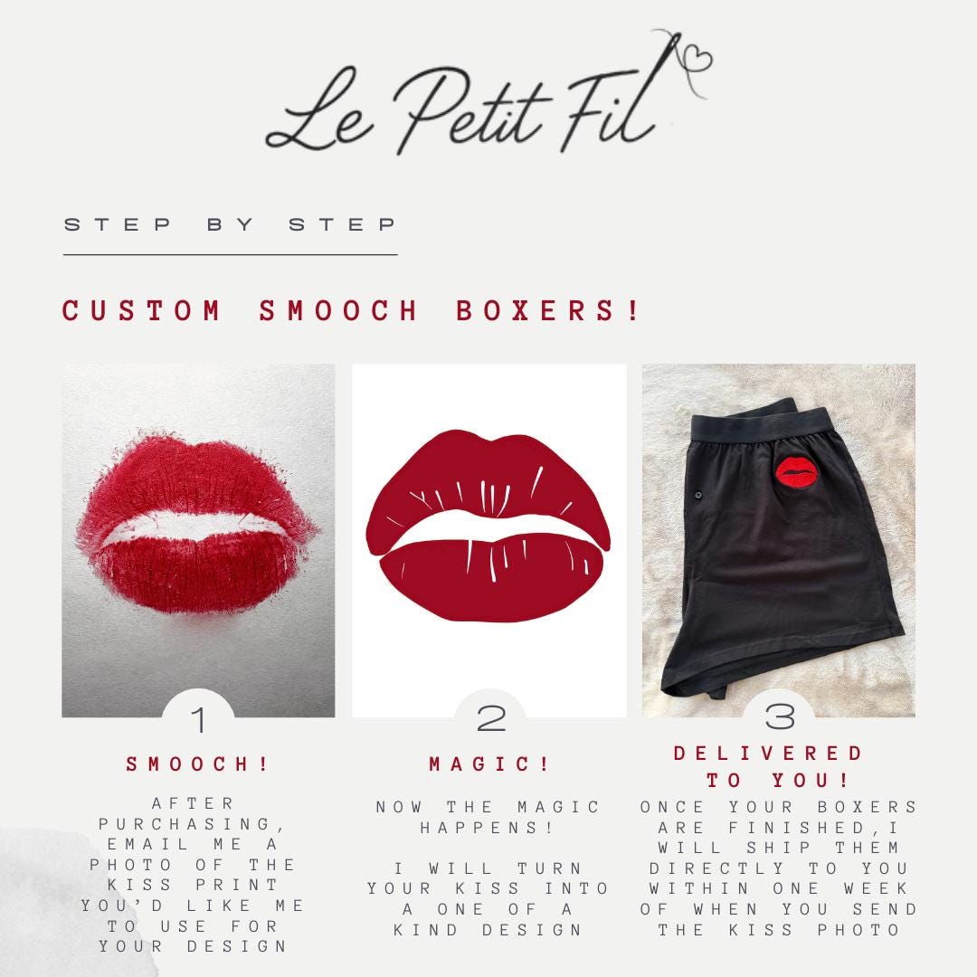 Custom Embroidered YOUR KISS on Men's Boxers